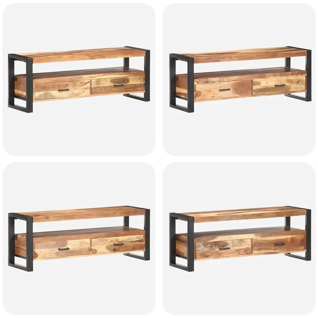 Solid Wood TV Cabinet with Drawers and Shelf