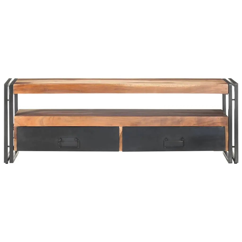 Brown Wood TV Cabinet with Drawers and Open Compartment