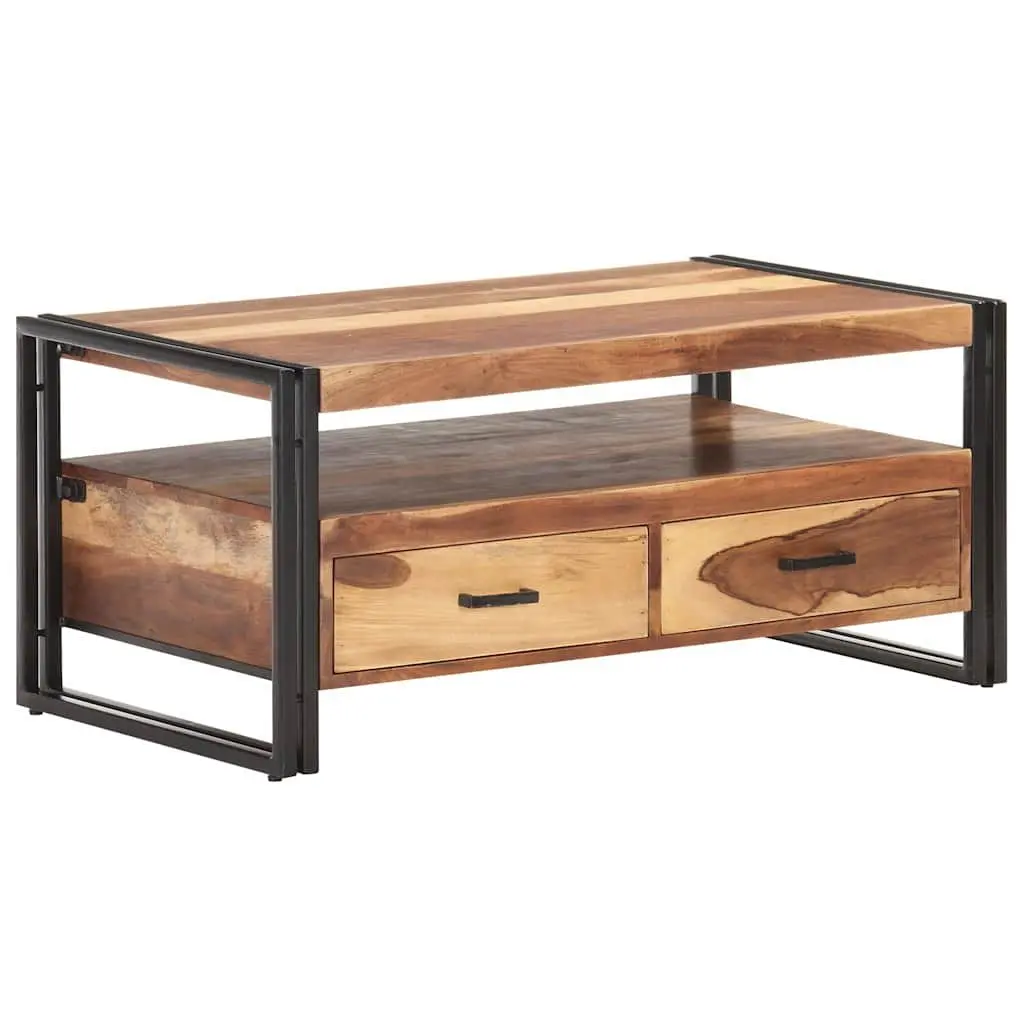 Coffee Table Solid Acacia Wood 100x55x45cm Brown