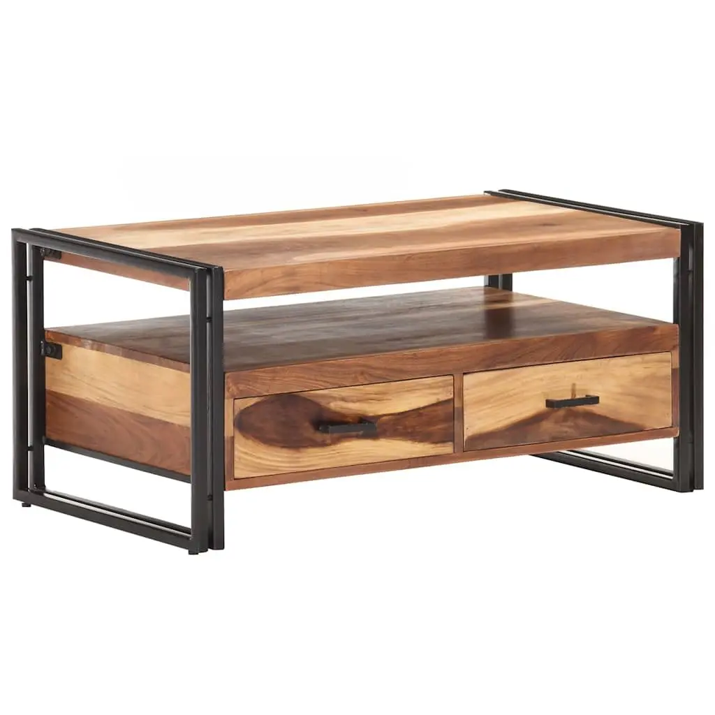Coffee Table Solid Acacia Wood 100x55x45cm Brown