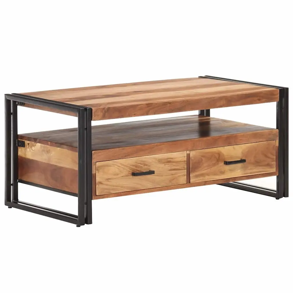 Coffee Table Solid Acacia Wood 100x55x45cm Brown