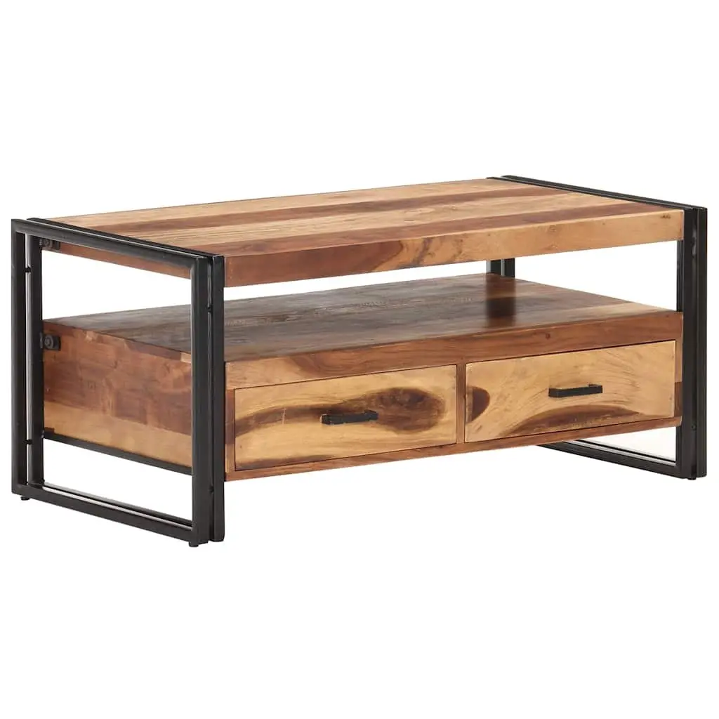 Coffee Table Solid Acacia Wood 100x55x45cm Brown