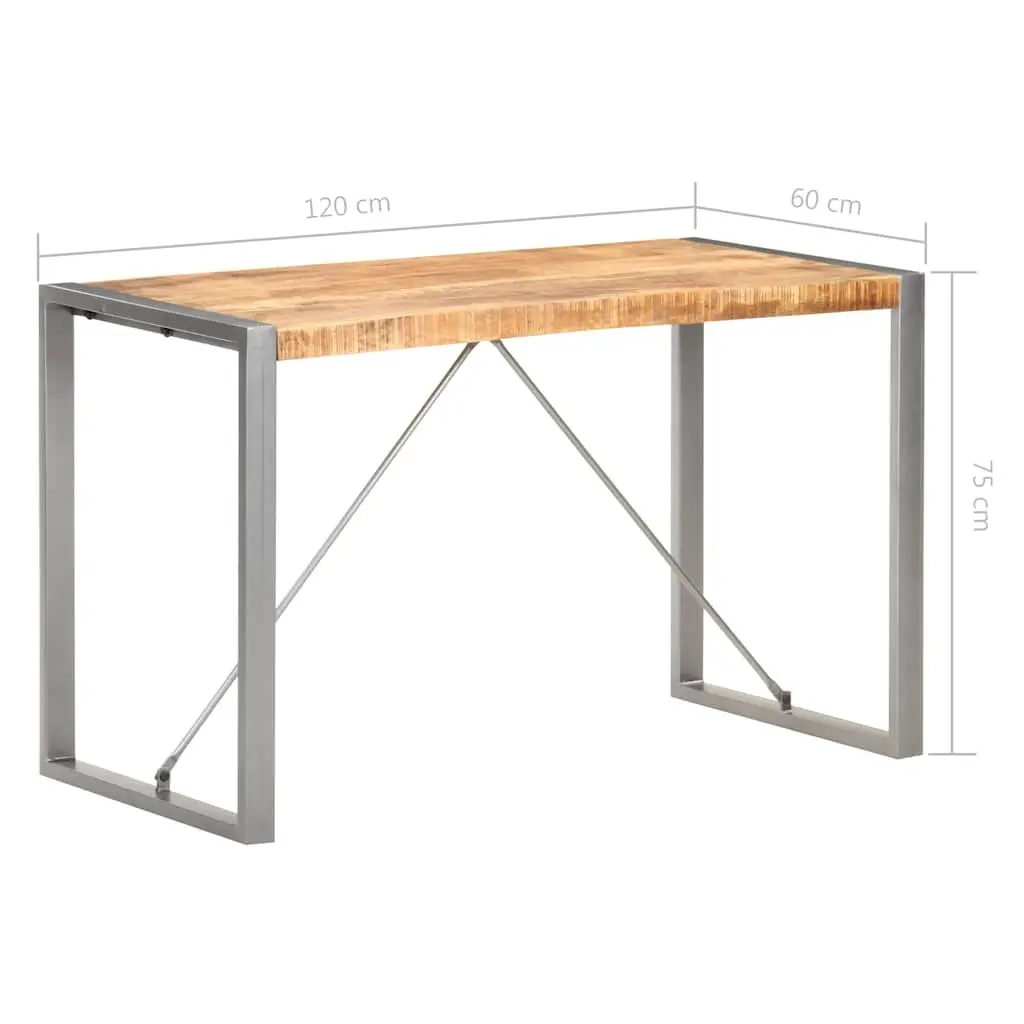 Solid Mango Wood Dining Table 120x60x75 cm Industrial Style
