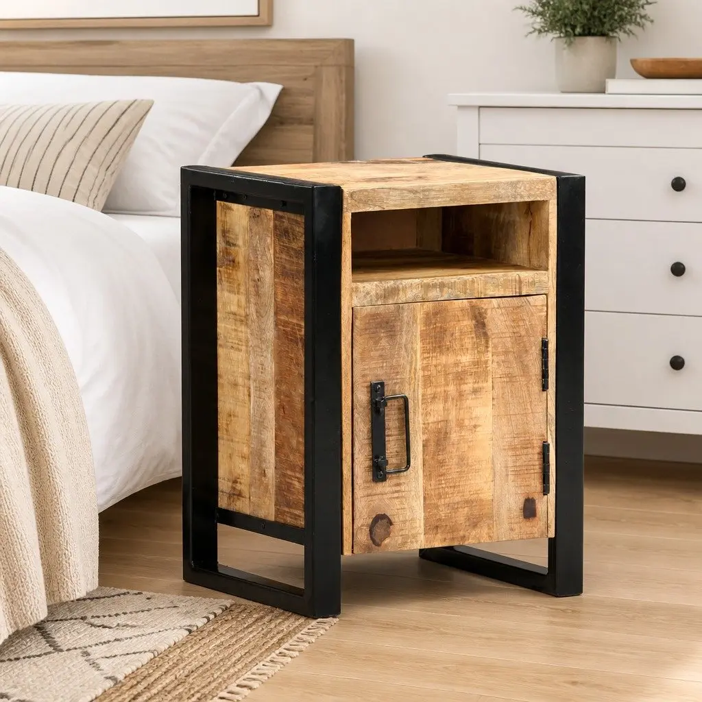 Solid Wood Mango Bedside Cabinet 40x35x55 cm
