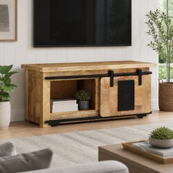 Sturdy Rustic TV Cabinet 90x35x40 cm in Solid Mango Wood