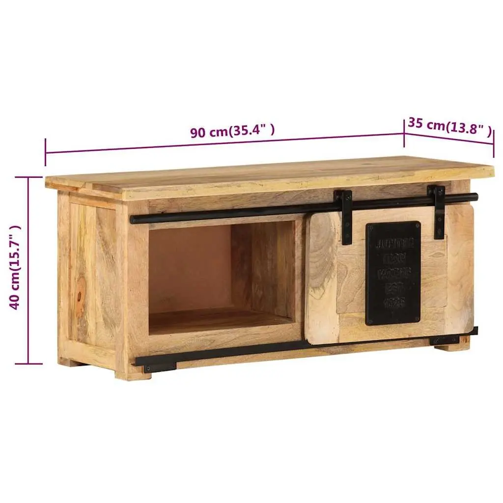 Rustic TV Cabinet 90x35x40 cm in Solid Mango Wood