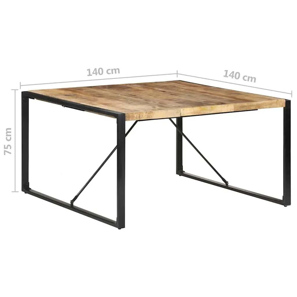 Dining Table 140x140x75 cm Industrial Style Kitchen Room Furniture Brown Wood