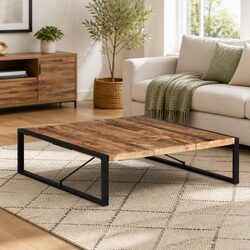 Industrial Style Solid Wood Coffee Table 140x140x40cm