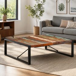 Reclaimed Wood Coffee Table 120x120x40 cm Industrial Style