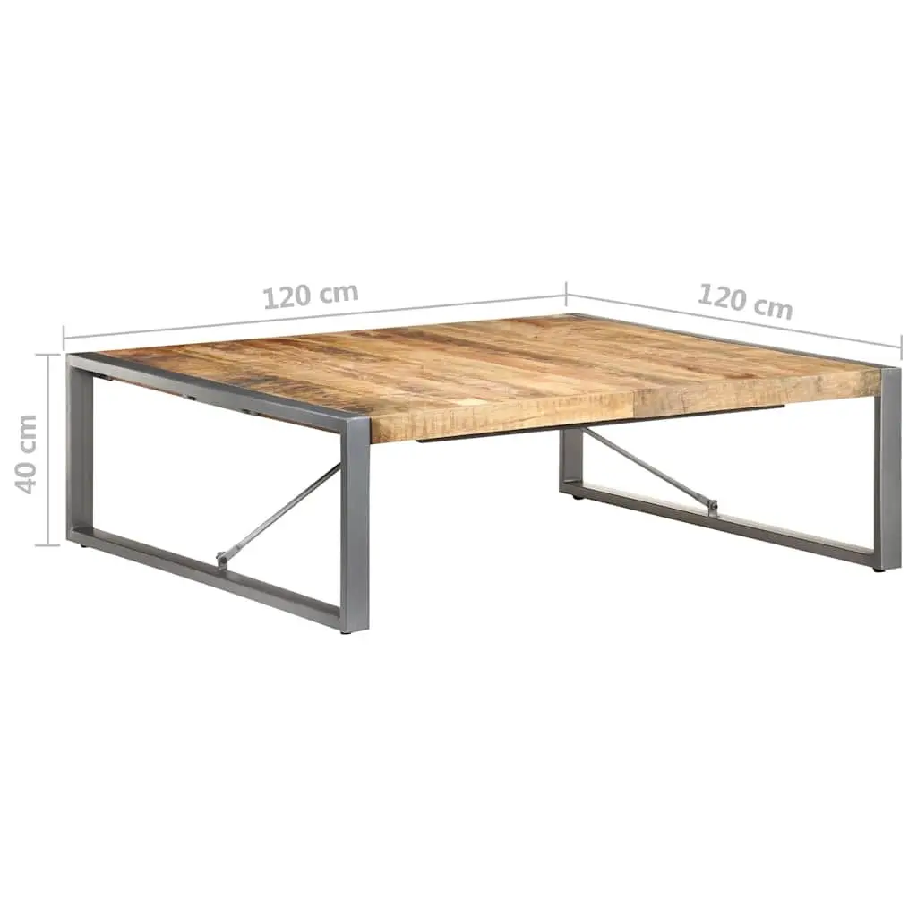 Industrial-Style Solid Mango Wood Coffee Table 120x120x40 cm