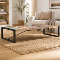 Solid Reclaimed Wood Coffee Table 180x90x40 cm Industrial Style