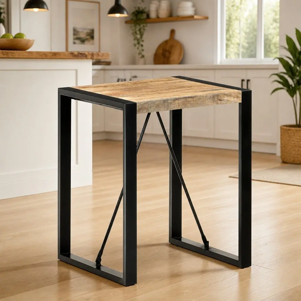 Solid Mango Wood Dining Table 60x60x75 cm Black