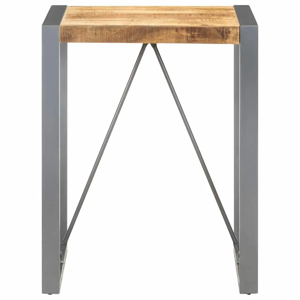 Dining Table Solid Rough Mango Wood 60x60x75cm Powder-coated Steel Legs Grey