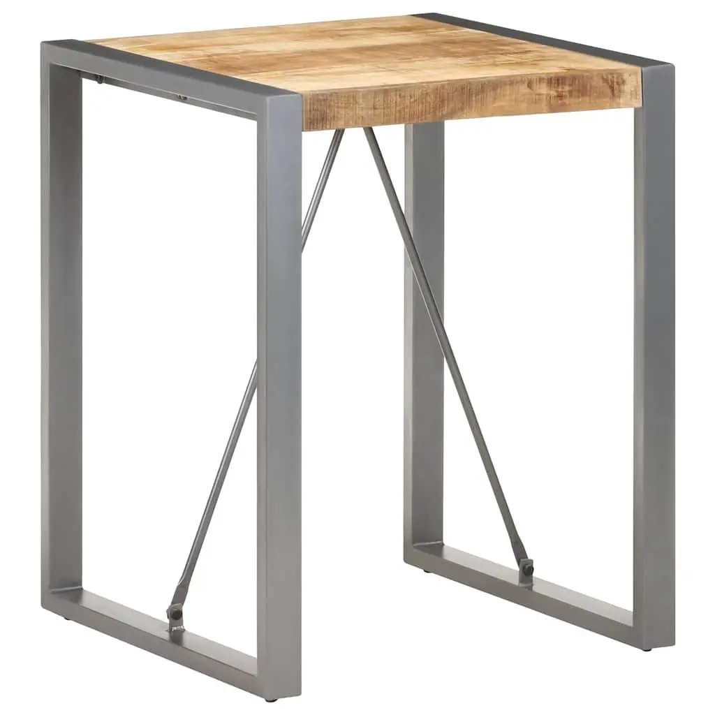 Dining Table Solid Rough Mango Wood 60x60x75cm Powder-coated Steel Legs Grey