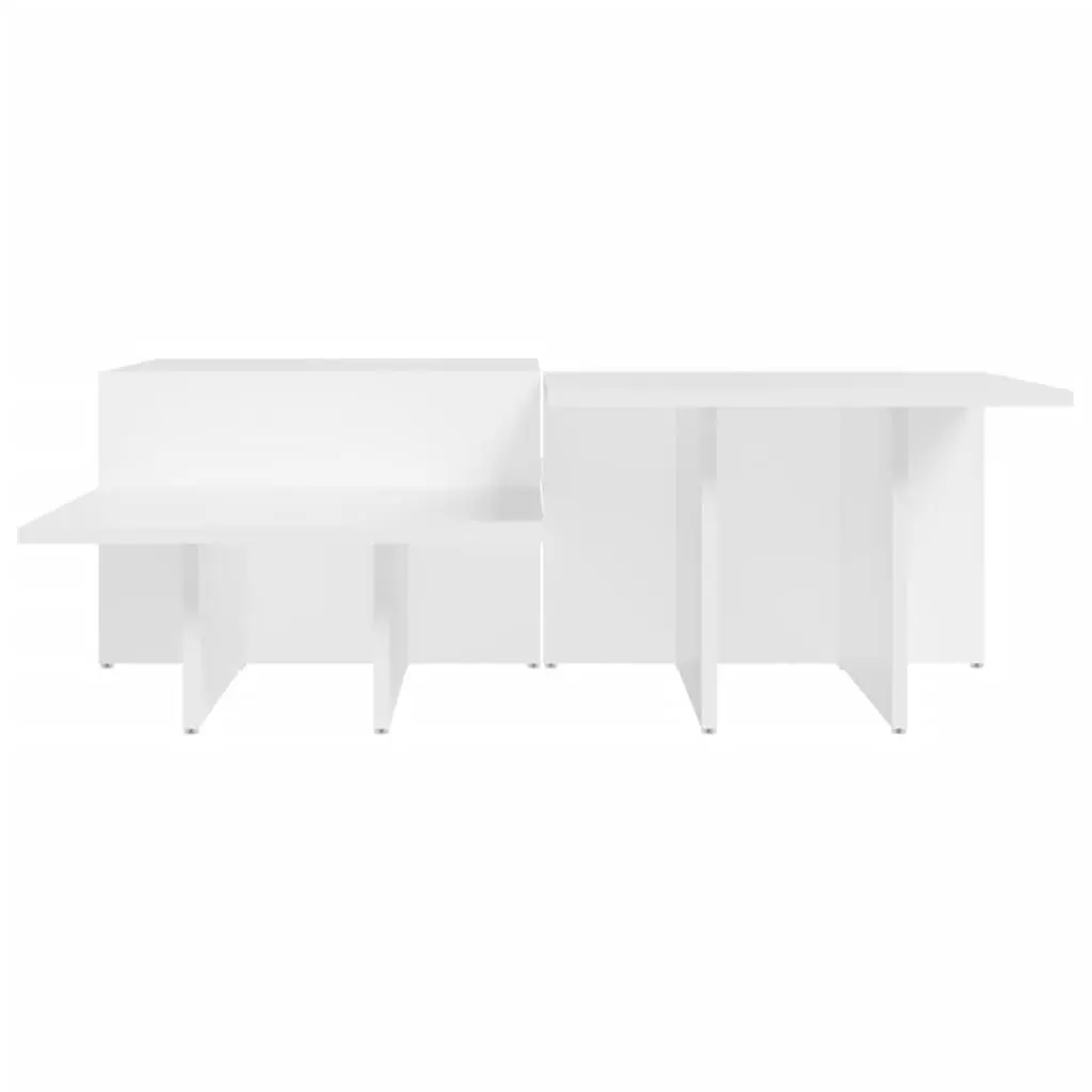 Coffee Table Set 2 Pieces White Engineered Wood Living Room Accent Furniture