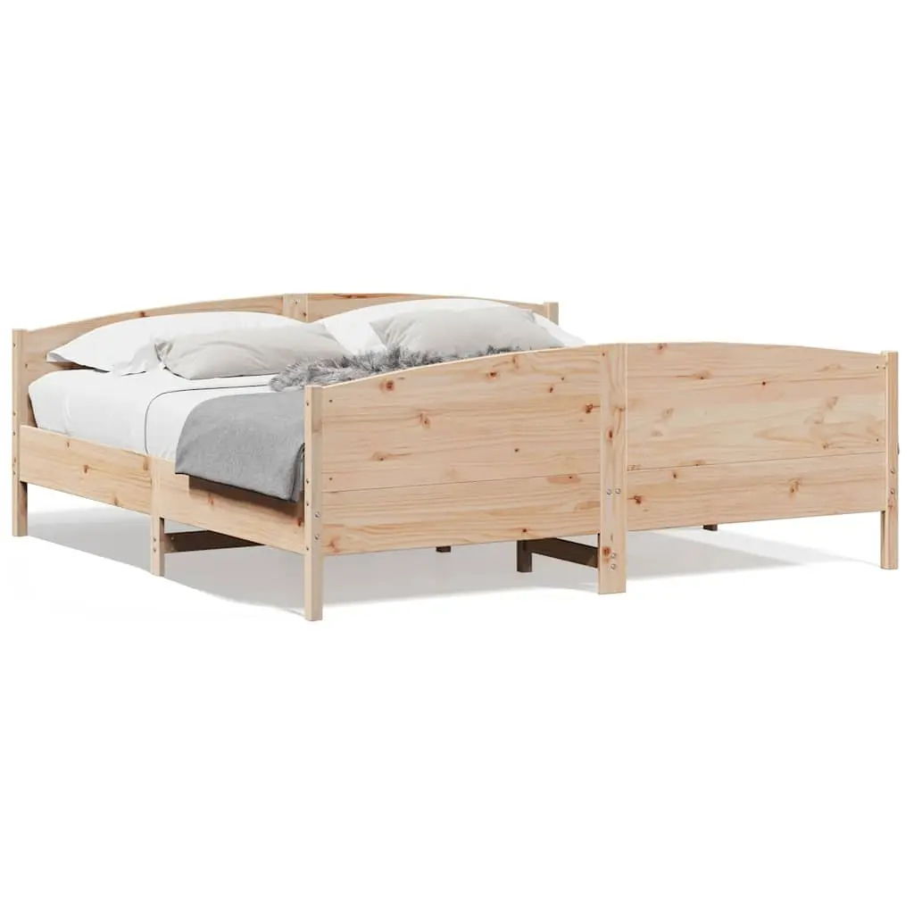 Solid Pine Wood King Bed Frame 183x203cm with Slats