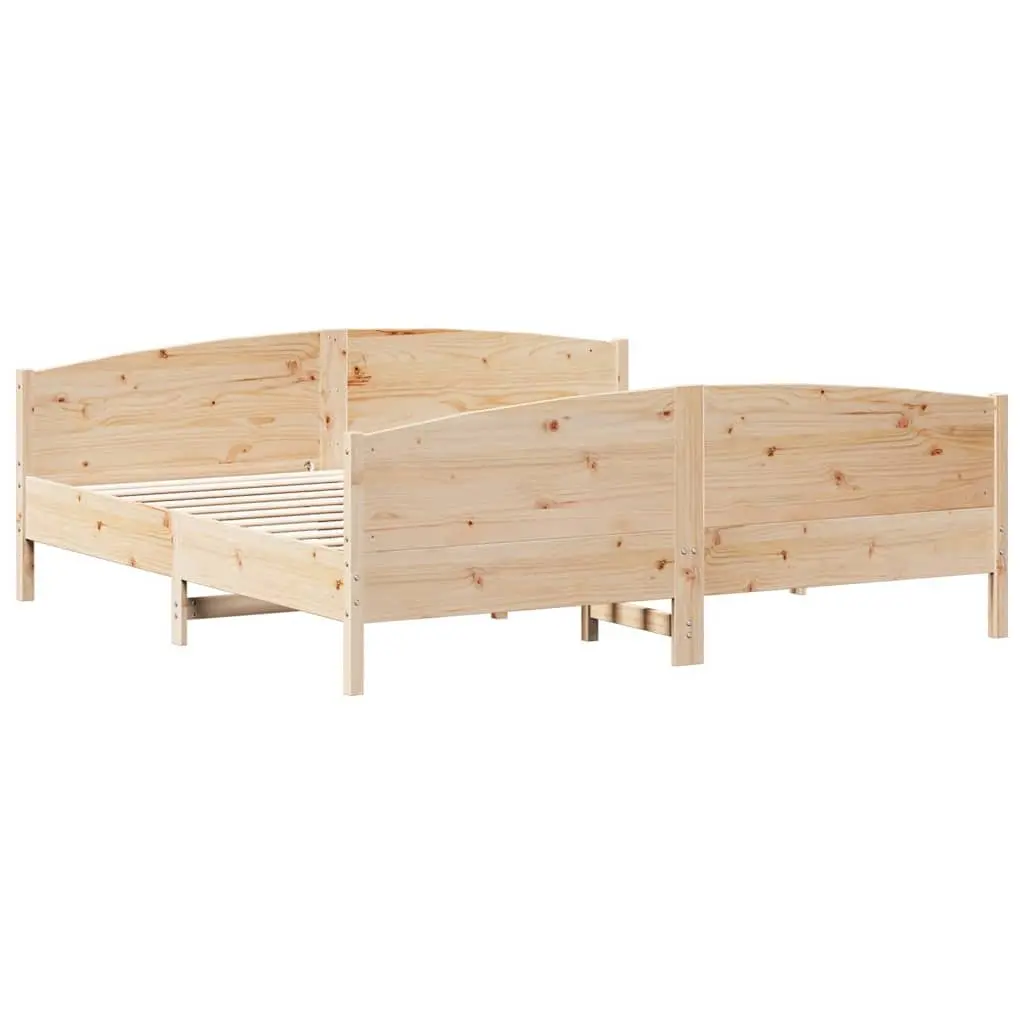 Solid Pine Wood King Bed Frame 183x203cm with Slats