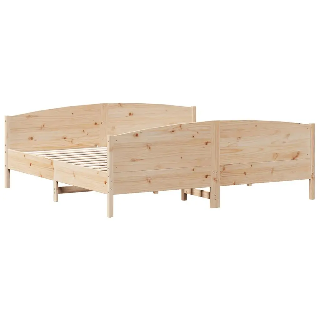 Solid Pine Wood King Bed Frame 183x203cm with Slats