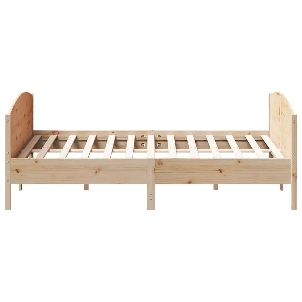 Solid Pine Wood King Bed Frame 183x203cm with Slats