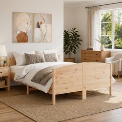 Solid Pine Bed Frame 150x200 cm for Durable Support