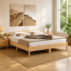 Sturdy King Size Bed Frame 183x203 cm Solid Pine Wood