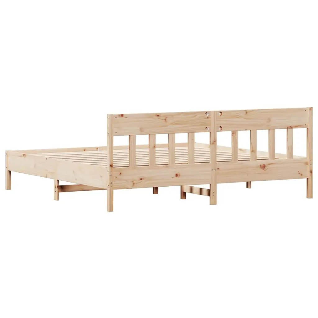 Solid Pine Wood King Bed Frame 183x203 cm Brown