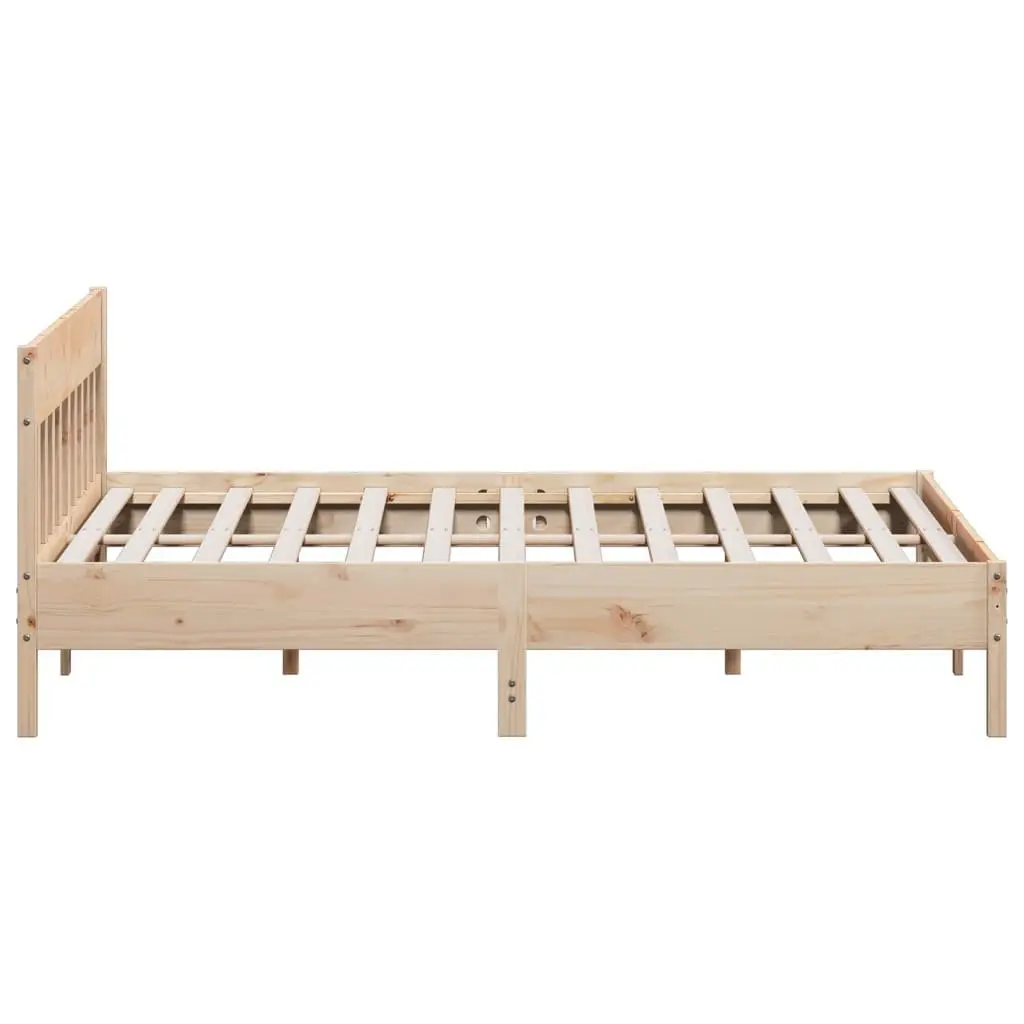 Solid Pine Wood King Bed Frame 183x203 cm Brown