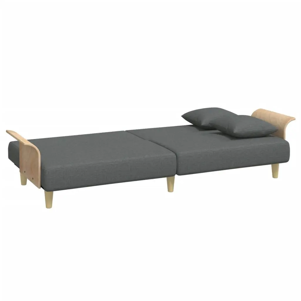 Adjustable Grey Velvet Sofa Bed with Pillows and Footstool