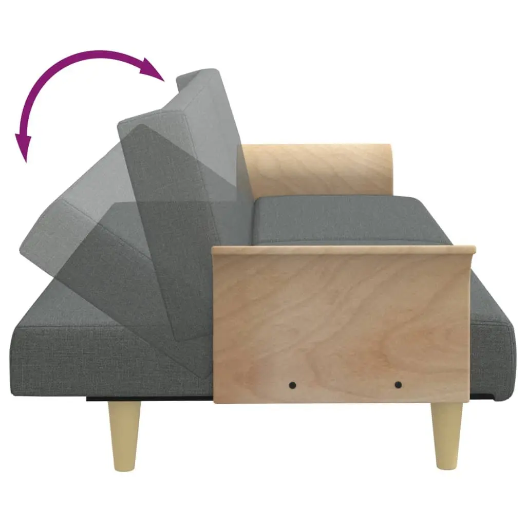 Adjustable Grey Velvet Sofa Bed with Pillows and Footstool