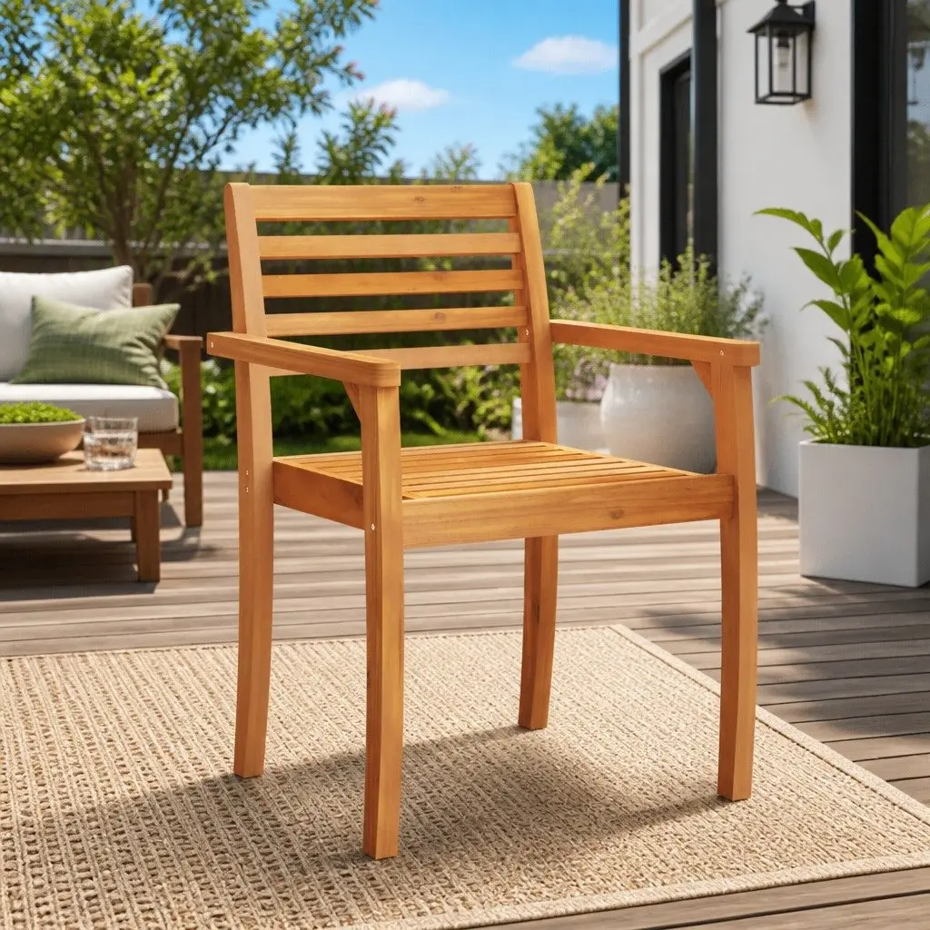 4-Piece Solid Wood Acacia Outdoor Garden Chair Set