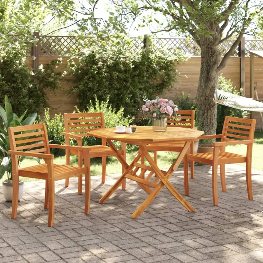 4-Piece Solid Wood Acacia Outdoor Garden Chair Set