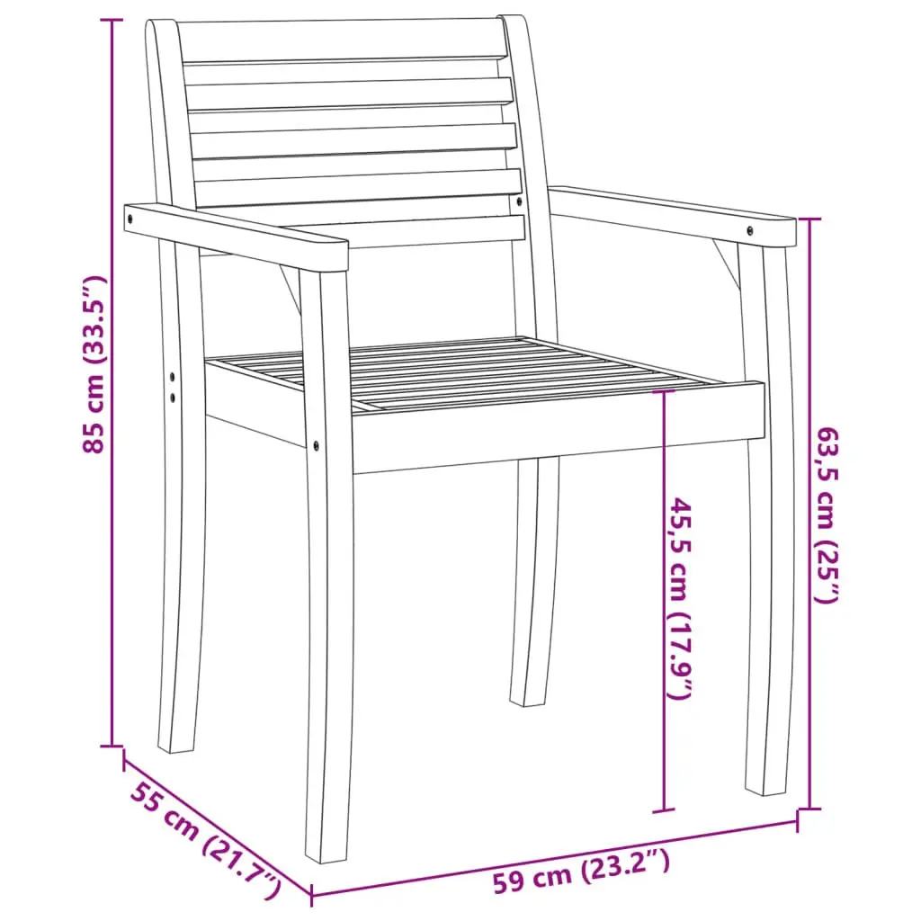 4-Piece Solid Wood Acacia Outdoor Garden Chair Set