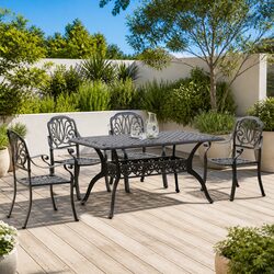 Black 5-Piece Cast Aluminium Garden Dining Set