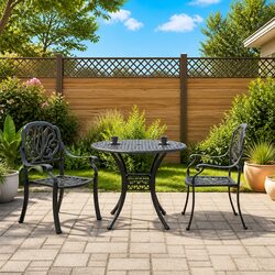 Durable 3 Piece Black Bistro Set for Outdoor Spaces