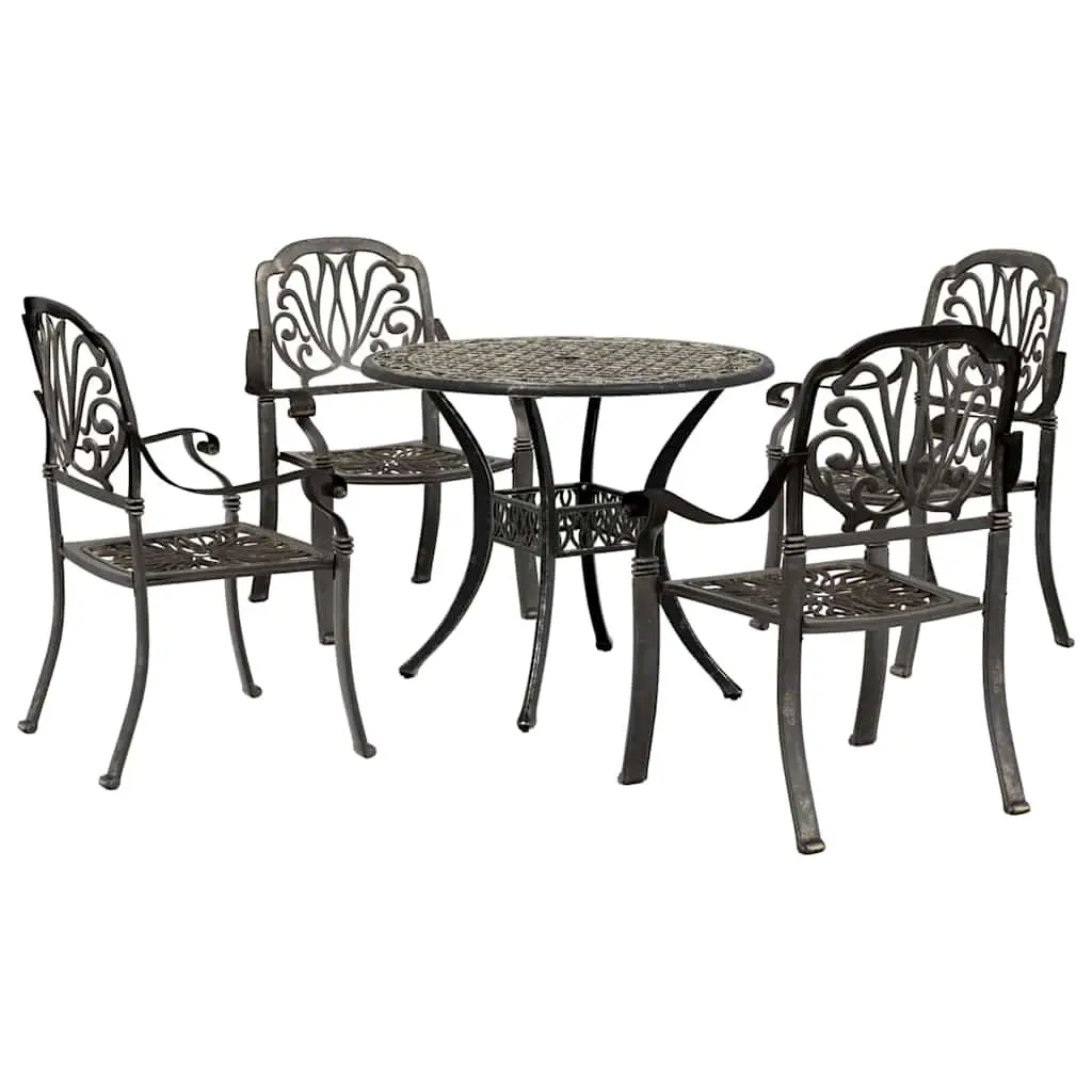 5-Piece Brown Cast Aluminium Garden Dining Set