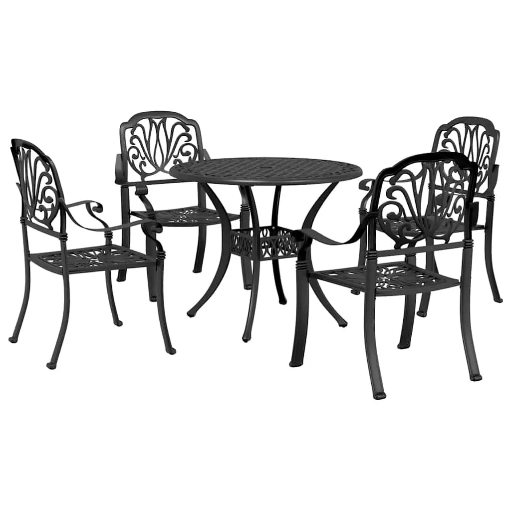 5-Piece Black Outdoor Dining Set for Garden
