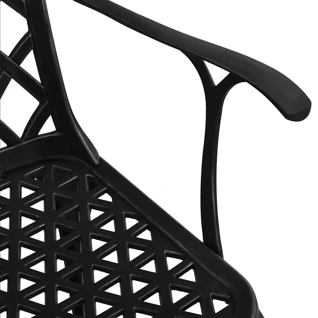 Outdoor Dining Set Cast Aluminium 5 Piece Black