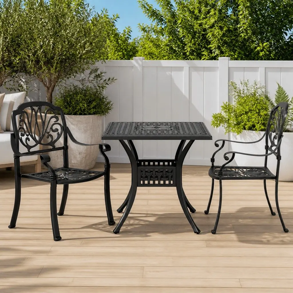 Black 3 Piece Bistro Set for Outdoors