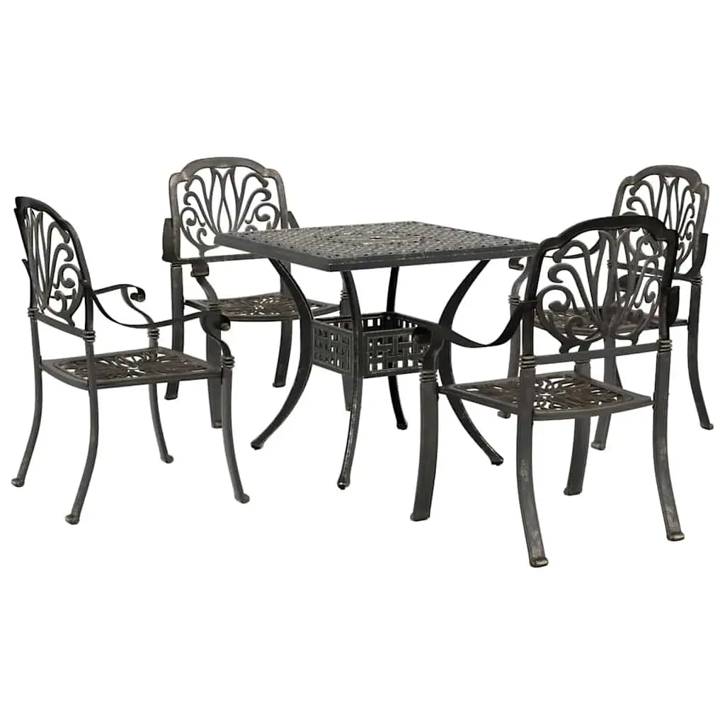 5 Piece Outdoor Garden Dining Set with Brown Finish