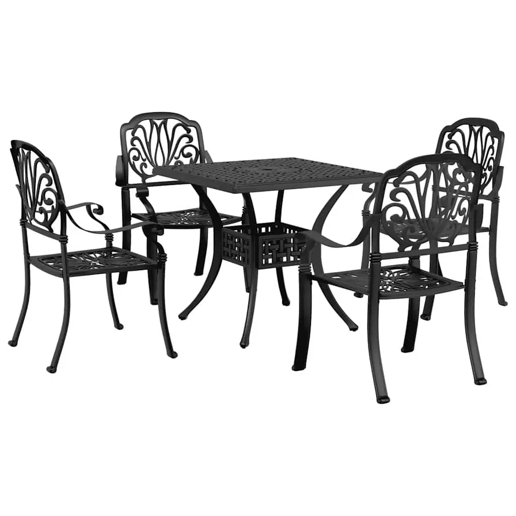5-Piece Black Cast Aluminium Garden Dining Set