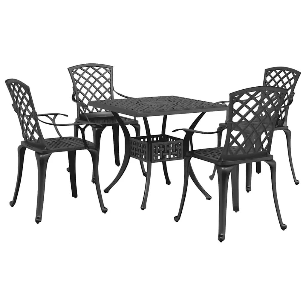 5 Piece Black Cast Aluminium Outdoor Dining Set