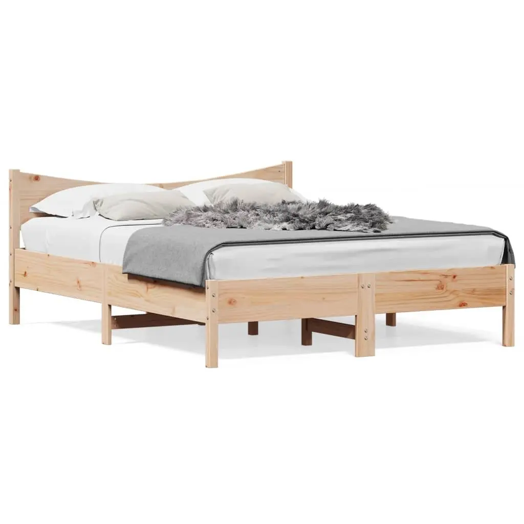 Solid Wood Pine Bed Frame 150x200 cm with Slatted Base