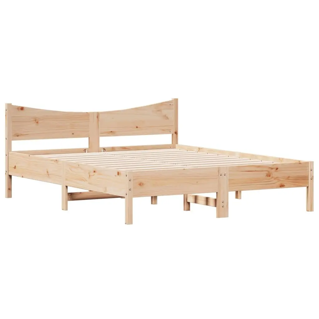 Solid Wood Pine Bed Frame 150x200 cm with Slatted Base