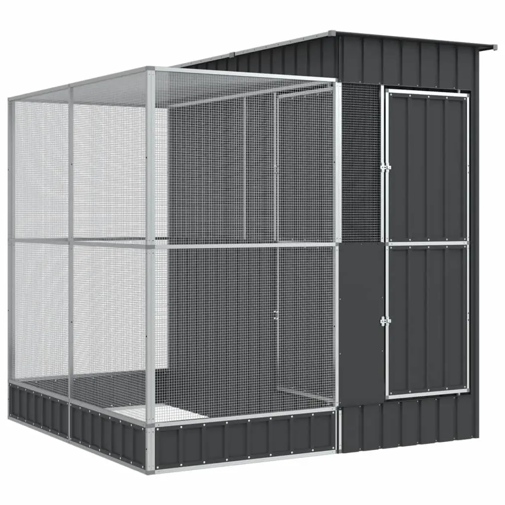 Steel Aviary with Extension Galvanised Steel 209x203x216cm Silver