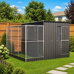 Sturdy Silver Bird Aviary with Extension - 290x303x216cm