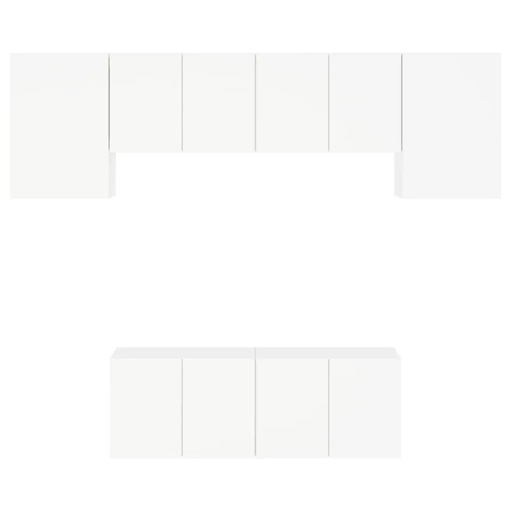 6-Piece White Engineered Wood Floating TV Wall Unit