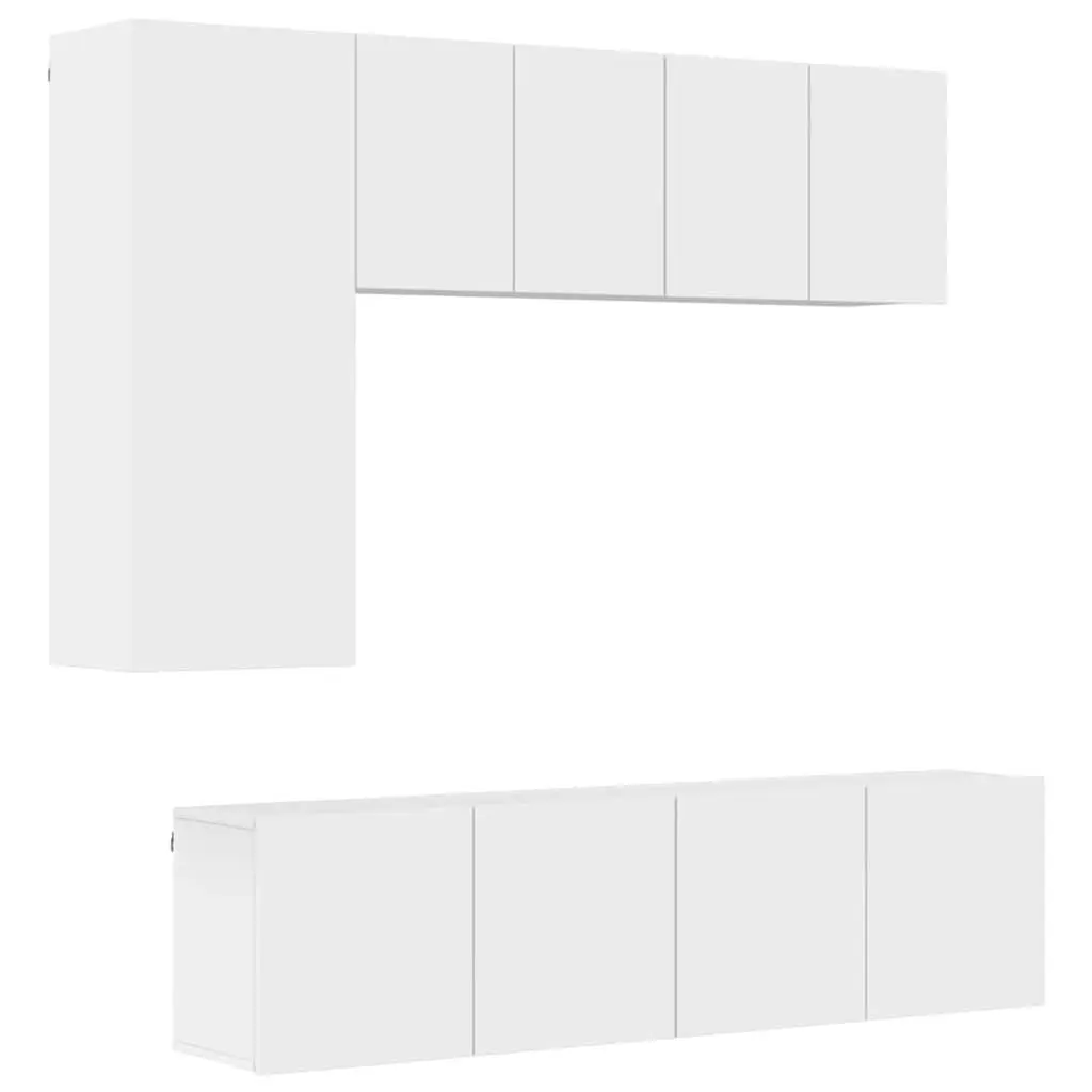 White Wall-Mounted 5 Piece TV Storage Unit