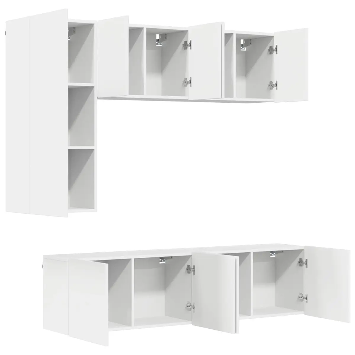 White Wall-Mounted 5 Piece TV Storage Unit