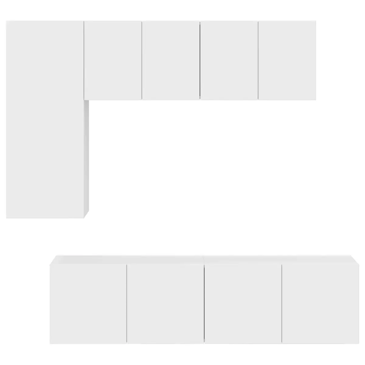 White Wall-Mounted 5 Piece TV Storage Unit