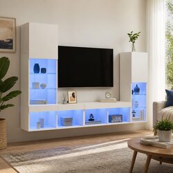 Floating Wall Mounted 4 Piece TV Cabinet with RGB LED
